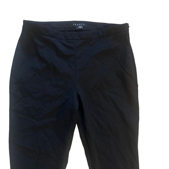 Women 8 Theory High Waist NW Edition Straight Leg Black Wool Dress Ankle Pants - Picture 2 of 7